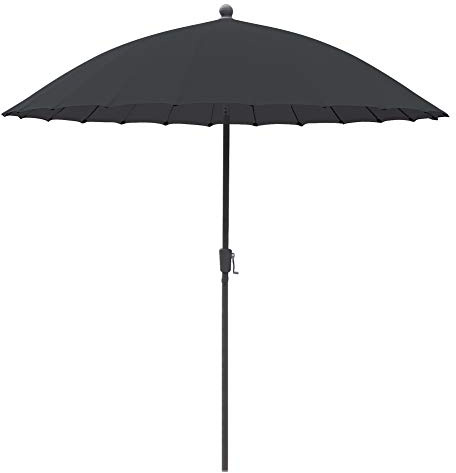Greemotion Sonnenschirm Sizilien, Ø 270 cm, großer Schirm mit Sonnenschutz UV50+, Marktschirm mit Kurbel, Gartenschirm anthrazit