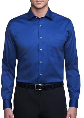 Van Heusen Dress Shirt Regular Fit Flex Collar Stretch Solid Chemise de Smoking, Bleu Roi, S Cou 37 cm, Manche 81/84 cm Hommes