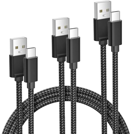 Elebase USB A to USB C Charger Cable for iPhone 17 0.5/1/2M 3Pack | Nylon Braided Type C Fast Charging Cord for i Phone 17e 16 15,iPad Air/Mini,Samsung Galaxy S26,AirPods Pro 3, PS5 Controller