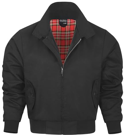Harrington Jacket, The Knightsbridge of London, Harrington Jacke Lord-Canterbury Blouson English Jacke Karofutter - Red Check lining from Inside - XS-4XL (Black, M)