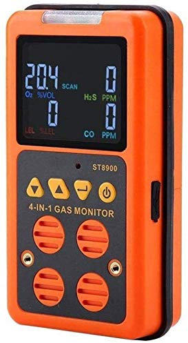 Portable 4 in 1 Multi Gas Detector Monitor Oxygen O2 Hydrogen Sulfide H2S Carbon Combustible Gas LEL Gas Analyzer Air Monitor Tester Monoxide Meter