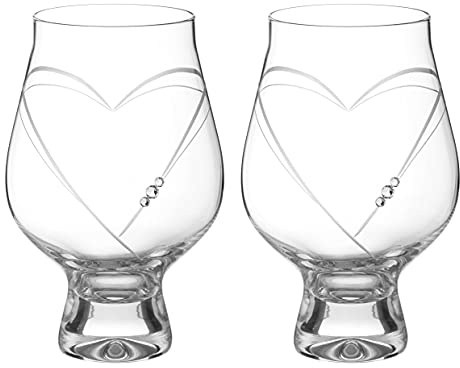 DIAMANTE Gin Kelche Hearts Kristall Gin und Tonic Glas – 2 Stück (Herzen Swarovski)