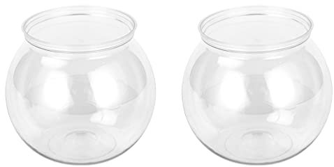 POPETPOP 2 Pcs Fish Bowl Transparent Mini Aquarium Tank Bowl Small Goldfish Tanks Round Vase Flower Plant Pot for Home Table Centerpieces