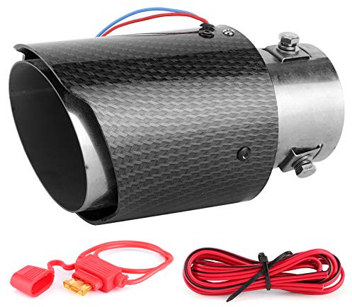 Tubo de Escape Garganta Trasera, Yosoo Silenciador Universal para Tubo de Escape de Coche con Borde de Punta LED Entrada de Repuesto para Coche 63 Mm Salida 90 Mm para Tubo de Escape Garganta(luz roja