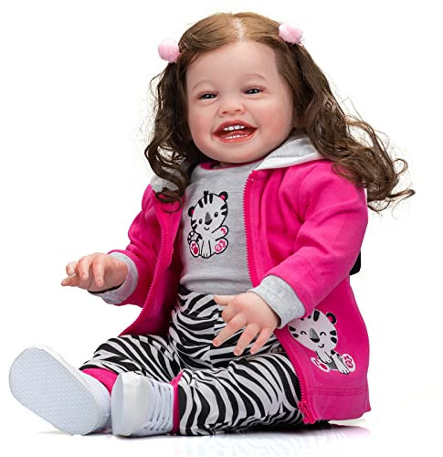 YIHANGG 60CM Enorm Reborn Babypuppe 24 Zoll Kleinkind Mädchen Realistisch Prinzessin Mit Hand Verwurzelt Langes Lockiges Haar Spielzeuge Geschenk Für Kinder