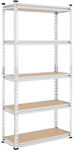 Yaheetech Étagère à 5 Niveaux Étagère 153 × 75 × 30cm, Argenté | Capacité de Charge 175kg avec Planches MDF et Cadre Organisateur sans Vis pour Entrepôt Grenier Buanderie Magasin