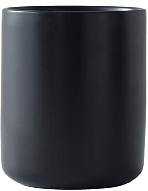 LATCHHOOK Black Kitchen Utensil Holder for Countertop, Matte Ceramic Cooking Utensil Crock for Counter Easy to Clean, Modern Spatula Holder for Farmhouse Décor 4.5×6.4 INCH