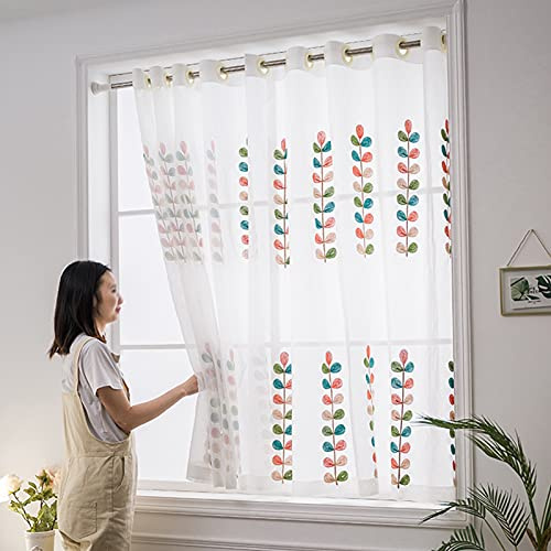 LUNEZY Voile Kitchen Curtains Valance Disc Curtain Country Style Semi-Transparent Bistro Curtain,Romantic Window Curtains Cáfe Curtains for Kitchen Bedroom Bathroom House Decoration