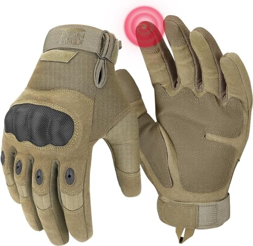 KEMIMOTO Gants de Moto, Gants Tactique Militaire à Écran Tactile Plein Doigt pour Homme et Femme, Gants Moto Cross en Plein Air pour Motocross Combat Escalade Camping Chasse Vélo VTT
