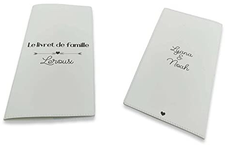 Livret de Famille personnalisé, idée cadeau personnalisable, cadeau mariage original, Protège Livret de Famille Coeur - CL0066a (Blanc)