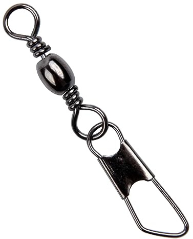 Barrel Swivel Snaps,50/100 Count Fishing Swivel Safety Snaps Stainless Steel Copper Swivel Fishing Multiple Size Black Nickle/Gold Fishing Swivel Snaps for Saltwater Freshwater Black 12# 50pcs