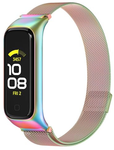 Vancle Armband für Samsung Galaxy Fit 2 Armband für Damen Herren, Magnetisch Metall Edelstahl Ersatzarmband Verstellbar Sport Uhrenarmband für Samsung Galaxy Fit 2, Bunt