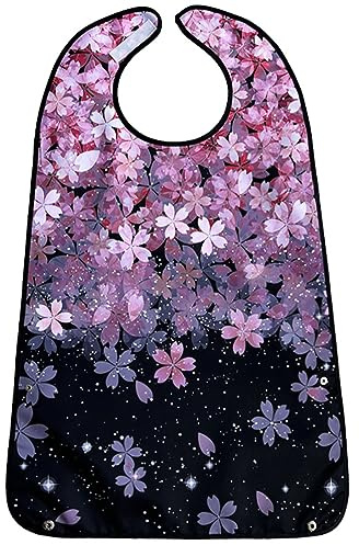 VOPHIA Lot de 3 bavoirs lavables et imperméables pour femme avec attrape-miettes en option Motif fleurs de cerisier