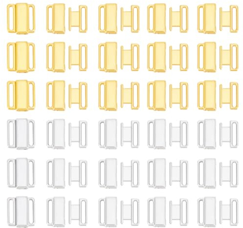 nbeads 60 Stk. 2 Farben Zink-Legierung Bikini-Clips, 1.65cm Metall-BH-Träger-Haken Badeanzug Ersatz Verschluss Lingerie Front Closure für DIY Bastel-BH-Badeanzug, Golden/Platin