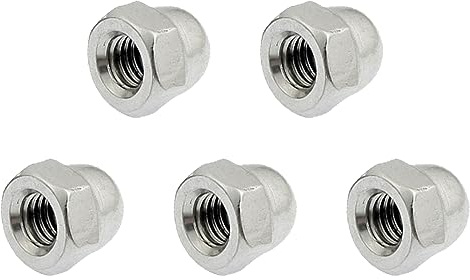 METALLIXITY Acorn Cap Nuts(M8x1.25mm) 5Pcs, Stainless Steel Acorn Dome Cap Head Hex Nuts - for Industrial Mechanical Equipment, Silver Tone