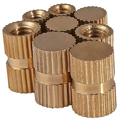 Flat Head Rivet Nut,20Pcs M3-M8 B Type Brass Insert Nut/Blind Hole Type Embedded Injection Moulding Brass Knurled Round Nut (Size : M3x5x5mm) (Size : M4x6x8mm)