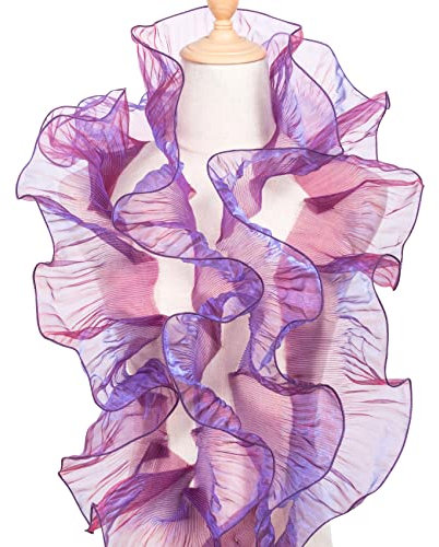 IOSPKKIO® Rüschen-Spitzenborte Organza, Plissee-Spitzenstoffborte, Chiffon-Tüll-Rüschen-Spitzenbordüre zum Nähen, Taschen-Kostüm-Dekoration, Trimm-Handwerk (5 Yards & Eisviolett)