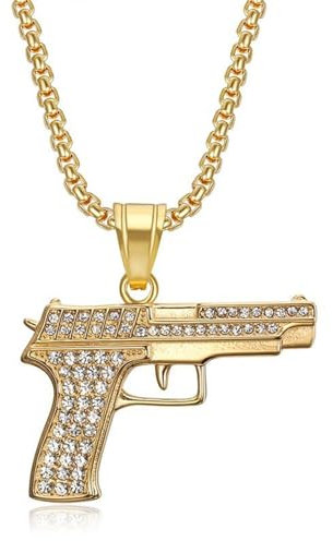 GleaMora Personalisierte Pistole Anhänger Halskette Hip Hop Punk Halskette Weihnachten Ins Stil Titan Stahl Geburtstag Geschenk Einfacher Schmuck