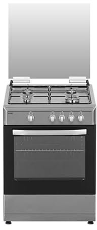 Svan Cocina Mixta gas Butano 4 Zonas Inox SKMW4600X. Quemador WOK triple llama, Kit Conversión Gas Natural, Acabado en Inox