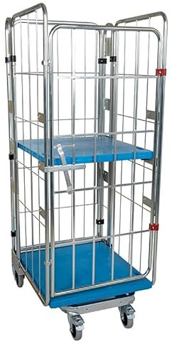 Nestbarer Rollbehälter Large, 725 x 820 x 1.780 mm, 4-seitig, 1 Zwischenboden, Nutzhöhe 1.540 mm, Rollplatte aus Kunststoff, 500 kg
