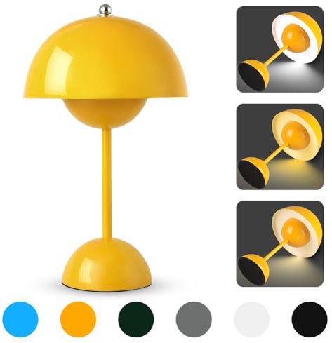 Lámpara de mesa LED inalámbrica, con batería, lámpara de noche, lámpara de seta, lámpara de mesa, táctil, regulable, con 3 modos de brillo, 3000 K-6000 K, lámpara de mesa retro LED recargable para