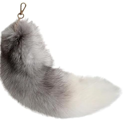 Nocyclonic Fuchsschwanz Anhänger etwa 40CM Extra Groß Schlüsselring Tasche Schlüsselketten Anhänger Weich Flaumig Fell Schwanz Keychain Zusätze AutoHandtasche Dekoration (8)