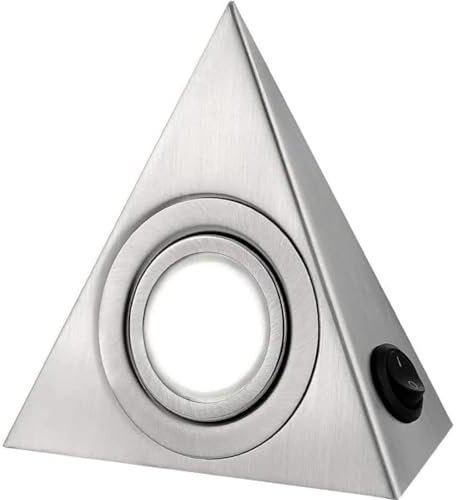 TOVE KNIGHTY Sous la Lumière du Cabinet LED,Blanc Chaud 3000K,1PCS-12V,Lampe de cuisine avec interrupteur 2W,Lampe de cuisine triangulaire en acier inoxydable