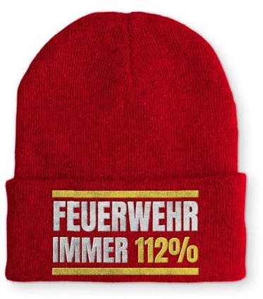 Mütze mit Spruch Feuerwehr immer 112% Wintermütze lustige Beanie