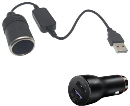 USB-zu-Zigarettenanzünder-Konverter für Zigarettenanzünder, USB-Stecker auf Zigarettenanzünder, Konverter, 5 V auf 12 V, Controller-Stecker mit Kabel, Netzteil