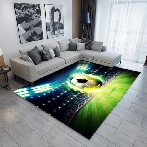 Fußball Basketball Baseball Fußball 3D Teppich Wohnzimmer Couchtisch Fußmatte Arbeitszimmer Schlafzimmer Bereich Teppich Küche Balkon Fußmatte 120 X 160 Cm - Leicht Zu Reinigendes, Wei -76976398587454