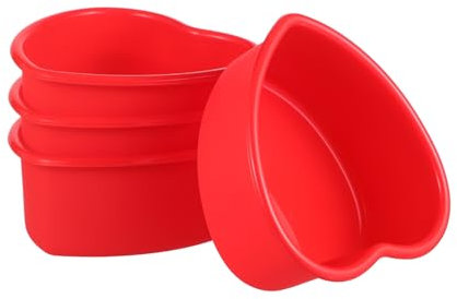 TIDTALEO 4pcs Heart Shaped Cake Molds Silicone Baking Pans for Valentines Day Mini Cake Moulds Baking Nonstick Oven Microwave Air Fryer Freezer Safe