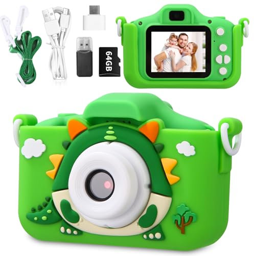 PERMUST Kinderkamera, 1080P HD Digitalkamera für Kinder mit 2,0-Zoll-Bildschirm, 64G Speicherkarte, Fotokamera für 3-12 Jahre, Blau