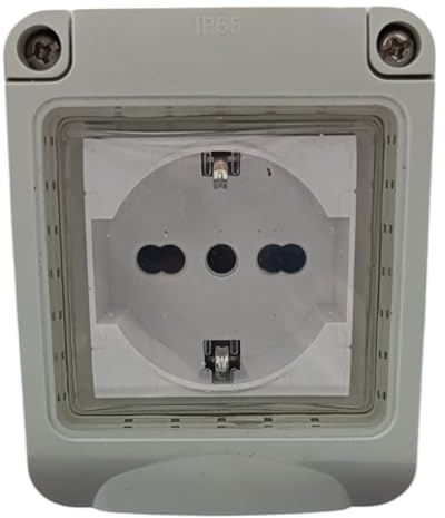 topolenashop Cassetta Elettrica Pronta all’Uso per Esterni IP55 Scatola da Muro con Presa Schuko Impermeabile e Sportellino Protettivo Box Anti-Intemperie per Giardino, Garage, Apparecchi Elettrici