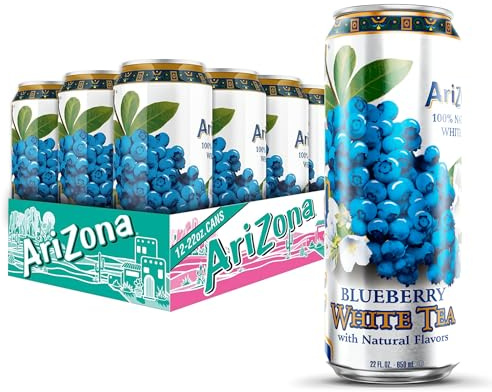 AriZona Blueberry White Tea - Big Can, 22 Fl Oz (Pack of 12)