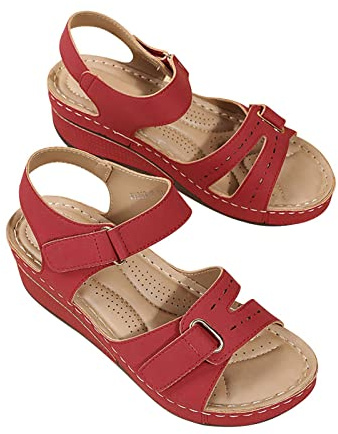 RLEHJN Sandales Femmes Orthopédique Compensées Sandale Confortable De Plage Pantoufles Femme Ete Respirantes Semelles Épaisses Anti-Dérapant Chaussures Bohemia Sandals