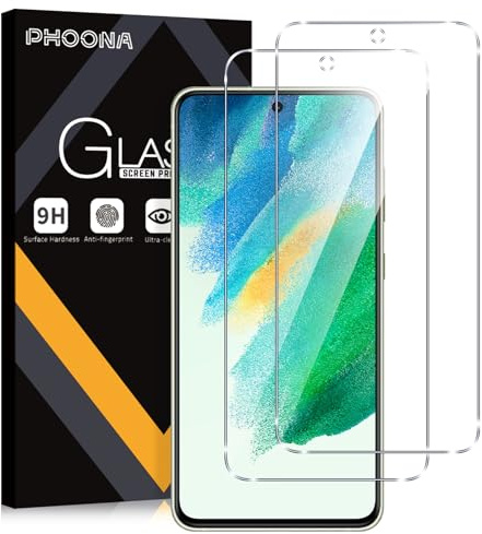 Phoona 2 Pezzi Vetro Temperato per Samsung Galaxy S21 FE 5G, Ultra HD Trasparente Pellicola Protettiva Durezza 9H, Anti-Impronte Anti-Scratch Senza Bolle Proteggi Schermo per Samsung Galaxy S21 FE