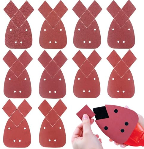 12pcs Mouse Sander Pads, Mouse Sander Pads Mixed,4 Holes Detail Sander Pads Hook and Loop Mouse Palm Sanding Paper Sandpaper 2 x 40/60/80/120/180/240