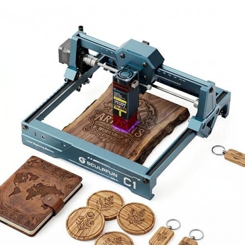 SCULPFUN C1 Mini Lasergravierer, tragbare 3W Lasergraviermaschine mit 0,04 mm ultrafeinem Punkt, für gravierbares Holz, Acrylleder, Gravurbereich 150 x 130 mm