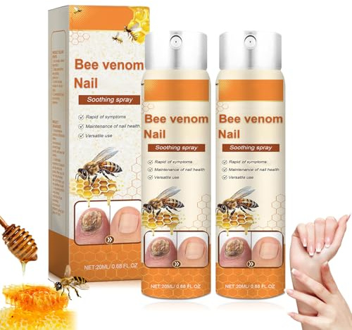 20ml*2 Bienengift-Nagelspray, 2pcs Bienengift Nagel-Reparatur Spray, Nagelwachstums- und Reparaturserum, Bienengift-Nagelpflegespray zur Ernährung und Pflege, Fingernagel und Zehennagelnebel