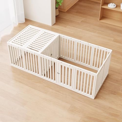 Welpenlaufstall 55 cm Hoch Kunststoff mit Tür Einfacher Aufbau Welpenauslauf Indoor und Outdoor Faltbar Klein mit Festem Saugnapf für Wohnung und Garten(170 * 69 * 55cm)