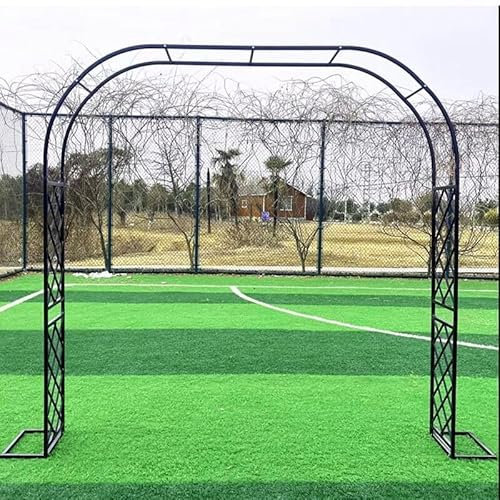 Pergola de Jardin en Acier Robuste, 248 cm de Hauteur x 280 cm de Largeur, Arche d'entrée en Fer forgé pour pelouse et terrasse extérieures, Finition Noire, Largeur réglable de 140 à 377 cm.