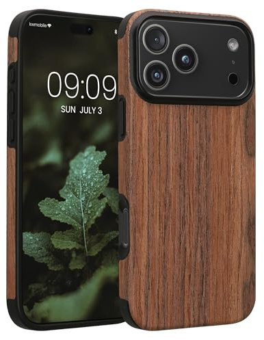 kwmobile Hülle kompatibel mit Apple iPhone 17 Pro Max - Holz TPU Case Handy Schutzhülle - Backcover Cover Holz Maserung Braun