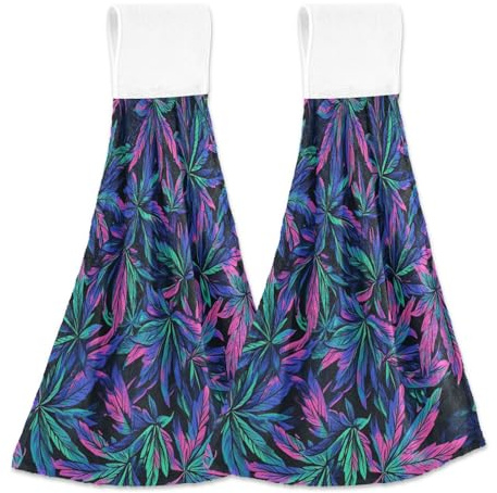Fluorescent Color Maple Leaf hand towels with button loop child washcloths 2 Pack toalla de manos
