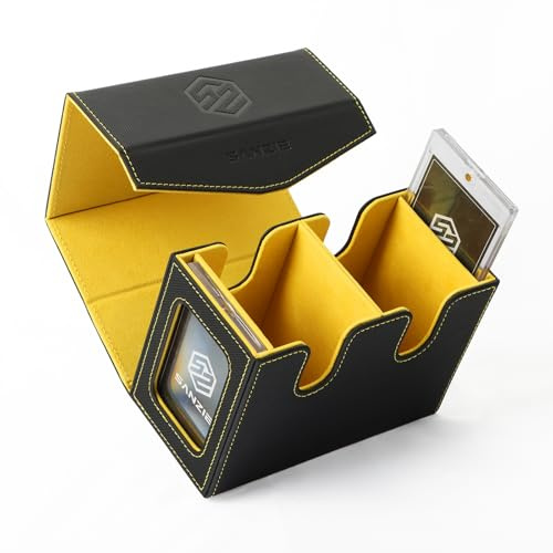 SANZIE Card Deck Box for MTG Commander Deck Box with 2 Toploaders 35PT fits 240+ Single Sleeved Trading Cards PTCG TCG Deck Box for Trading Cards (Black)