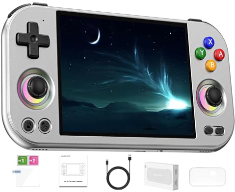 ANBERNIC RG477M Retro Handheld Game Console , Aluminum Alloy CNC Android 14 System 4.7 Inch LTPS in-Cell Touch Screen Dimensity 8300 Processor Support WiFi 6E Bluetooth 5.3(Silver)