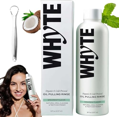 Collutorio Whyte Oil Pulling, Collutorio alla Menta Verde, Pulizia Orale Naturale e Alito Fresco, Rimuove le Macchie Gialle e Illumina i Denti