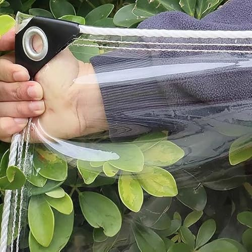Heavy Duty Clear Tarpaulin Waterproof PVC Tarp with Eyelets Thick Transparent Cover for Greenhouse Patio Camping and Outdoor Use Soft Glass Material
