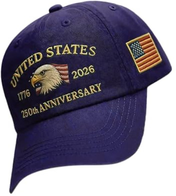 Gorra de 250 aniversarios | Gorra ajustable de 250 años de Eagle America | Accesorios para hombre para celebración de la Marina, barco, playa, golf, siega y deportes