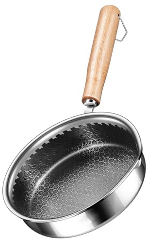 NUOBESTY Padella in Acciaio Inossidabile Con Struttura Nido d Ape Padella Antiaderente Leggera Per Friggere e Cuocere Le Uova Compatibile Con Piani Cottura Gas Elettro e Induzione