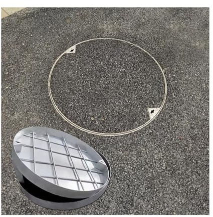Copertura e telaio rotondi in acciaio inox invisibile, griglia di scarico nascosta da 80 cm, per cortili e giardini esterni, facile installazione, elevata capacità di carico (80 cm)